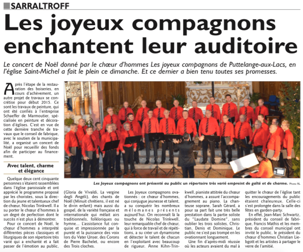 Concert de Noël à Sarraltroff, 21/12/2014