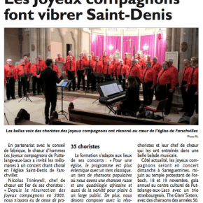 La presse en parle – R.L. Edition de Forbach du&nbsp;22/03/17
