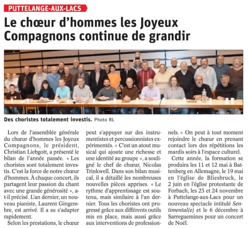 La presse en parle – R.L. du&nbsp;19/03/2019